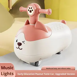 Vente en gros d'usine, voiture à bascule en plastique pour enfants de 1 à 3 ans, anti-retournement, balançoire, musique légère, scooter à 4 roues, unisexe - Product Image 3