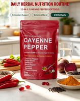 OEM 240 Gélules Molles 12-en-1 Supplément Botanique au Poivre de Cayenne 3000mg Pépins de Raisin Curcuma Betterave Soutien Immunitaire