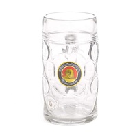 Chope à bière en plastique transparent de 500 ml avec poignée, style Oktoberfest, pour congélateur, sans fossettes