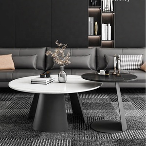 Il <span class=keywords><strong>vetro</strong></span> rotondo in stile italiano di vendita caldo 2023 aggiunge set di tavolini in ceramica nero semplice struttura in metallo bellissimo tavolo di design - Product Image 1