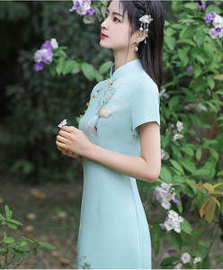 Bomba de cuatro lados mejorada cheongsam chica Vestido de manga corta <span class=keywords><strong>Mujer</strong></span> <span class=keywords><strong>mujer</strong></span> damas chino <span class=keywords><strong>tradicional</strong></span> elegante qipao fábrica de <span class=keywords><strong>ropa</strong></span> - Product Image 6