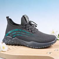 Chaussures de course décontractées pour hommes en gros – Confortables, rayées, à lacets, avec empeigne en maille respirante et doublure en tissu, semelle intermédiaire en EVA – Idéales pour l'été et le printemps