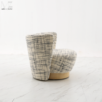 Fauteuil de salon ergonomique rotatif de luxe, fauteuil de détente classique rembourré avec base en bois