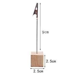Portatarjetas de madera maciza de 11,5x2,5 cm con clip de metal para fotos, notas, tarjetas de visita, adorno decorativo, estilo lindo - Product Image 4