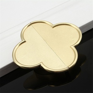 New Minimalist Walnut Round Golden Wardrobe Door and Closet Drawer Knob with plum Blossom Design - Product Image 3