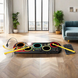 Batería de juguete unisex de plástico con altavoces y pilas, baquetas de jazz, instrumentos musicales, set de batería eléctrica para niños principiantes. - Product Image 2