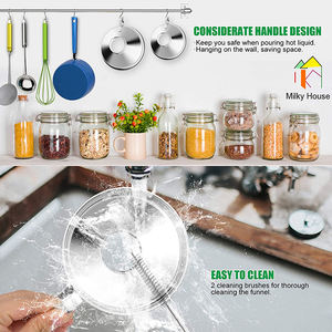 Acessórios de cozinha em 2 peças, aço inoxidável, grande funil, boca larga, jarra, conjunto de funil - Product Image 5