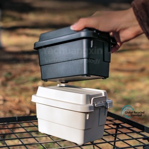Outdoor Plastic <b>Storage</b> <b>Box</b> for Camping and Barbecue Tools, Olive Green, Durable Container with Lid and Handle, All Seasons Use - Product Image 4
