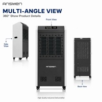 Déshumidificateur Commercial Quotidien Ansmen 156L 220V 2300W à Compresseur, Contrôle Intelligent, Affichage Numérique, Minuteur, Unité Métallique pour Archives