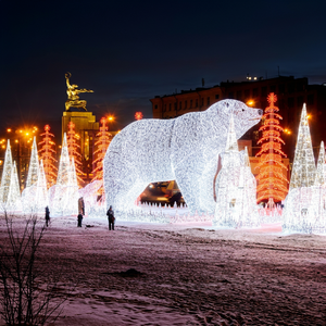 3D Polar Bear Christmas Lights Metal Frame for Mall Plaza Display - Product Image 1