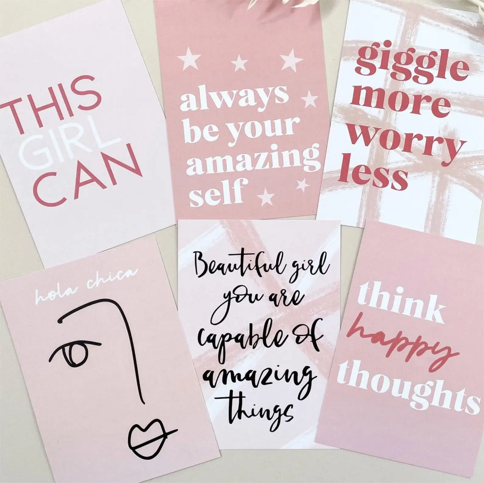 Wholesale A6 Prints Motivational Quote Postcard/Greeting card/Thank You Card For Girls