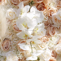 Vente en gros de fleurs artificielles pour mariage, panneau mural enroulable de fleurs, toile de fond murale de 8 pieds x 8 pieds, mur de roses pour décoration