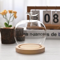 Lampe de nuit transparente en verre borosilicate de haute qualité, motif géométrique, anti-poussière, petite, pour la Saint-Valentin, avec couvercle en forme de fleur éternelle Apple