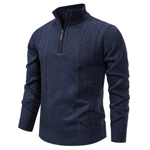 Suéter de Algodón de Punto para Hombre, Estilo Informal y de Negocios, con Cierre de Cuerda Trenzada, Logotipo Frontal Grueso, para Otoño - Product Image 1