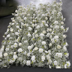 Rose blanche artificielle en gros de haute qualité et chemin de table de fleur de souffle de bébés avec le poteau gris pour le mariage et la décoration - Product Image 3