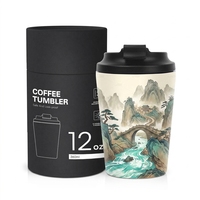 Mug à café isotherme en acier inoxydable de 12 oz, très vendu, avec couvercle rabattable personnalisé, thermos à café portable, cadeau d'affaires