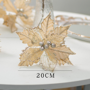 Wholesale 3.53in Gold Glitter <b>Artificial</b> <b>Christmas</b> <b>Flower</b> Picks for Tree Wreath and Home Holiday Decoration - Product Image 5