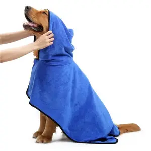 Quick drying dog bathrobe cat towel bath robe pet poncho super water absorbent dog towel factory soft microfiber towel dry coat