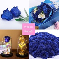 Aierflorist 200 Stück Handgefertigte Grenzüberschreitende Valentinstag Weihnachten Glitzer Goldpulver Kristallrose Blaue Fee Künstliche Blume