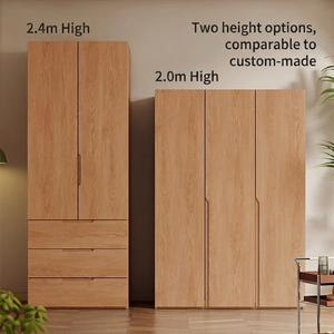 Armoire en bois massif de style nordique, grande capacité de rangement, meubles de chambre à coucher, design à portes battantes, gain de place, durable - Product Image 2