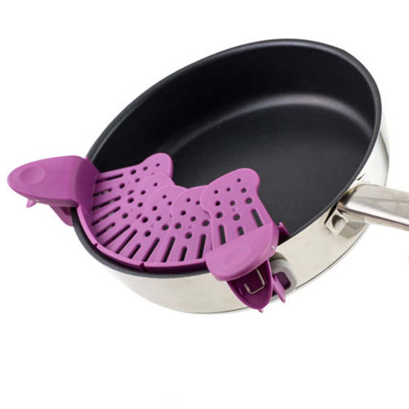 Universal Clip-On Kitchen Gadgets Eco-Friendly Silicone Colander Pot Strainer Stainless Plastic For Pasta Drain Basket Use · image 6