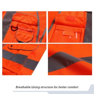 Chaleco de Seguridad Naranja de Alta Visibilidad, ANSI Clase 2, Tiras Reflectantes en Pecho, Cintura, Hombros y Espalda, Múltiples Bolsillos - Product Image 5