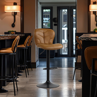 Tabourets de bar modernes de luxe, hauteur de comptoir, en cuir PU, pivotants, réglables, pour bar à domicile, salle à manger ou salon
