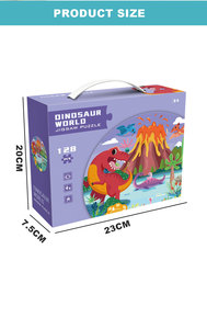 Puzzle rond sur le thème du monde des dinosaures colorés, 128 pièces, jeu de puzzle éducatif, jouet cadeau pour enfants - Product Image 6