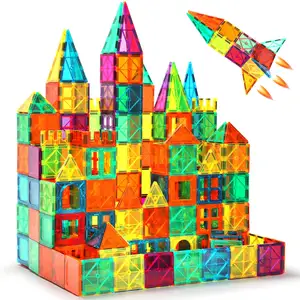 120 Pcs Wholesale 3D Transparent Magnetic Tiles Strong Magnetic Building Blocks Tiles Super Magnetic Construction Toy For Kid