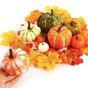 Lifelike Foam Artificial Pumpkins Gourds Acorn Maple Leaves Set Fall Harvest Table Decor Graduation Easter Halloween Party - Product Image 3