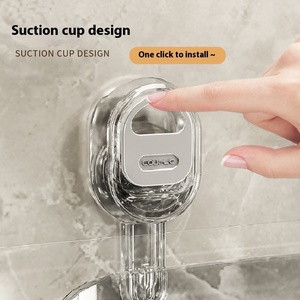Étagère de rangement murale en plastique à un niveau, style luxe léger, sans perçage, avec <span class=keywords><strong>ventouse</strong></span> technique par injection pour cuisine et salle de bain - Product Image 4