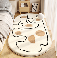 Tapis de fenêtre en baie de luxe moderne abstrait, fabriqué à la machine, écologique, en polyester extra épais, imitation cachemire, pour salon et chambre à coucher