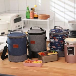 Round Thermal Insulation Lunch Bag for Women Kids Picnic Bento Box Cooler Tote Bags Food Carrier Storage Container Handbag - Product Image 6