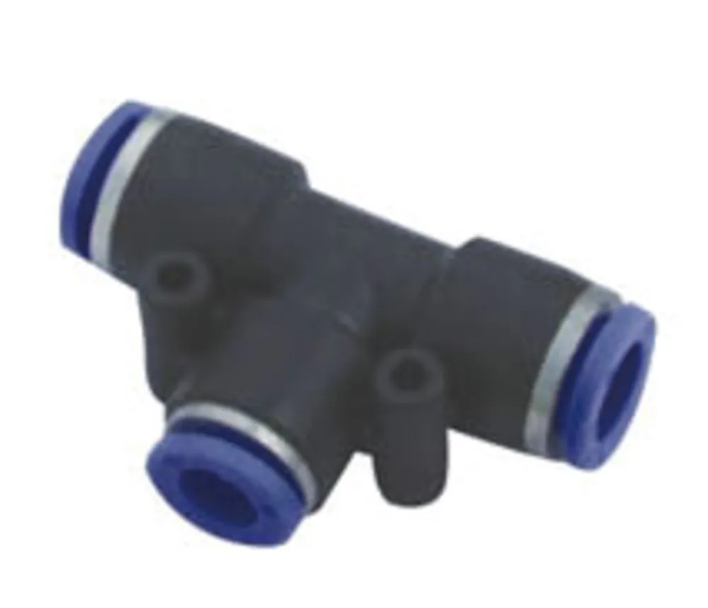 P series blue quick connector plastic pneumatic T type 3-way air tube fittings flexible hose connection