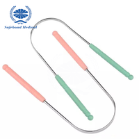 Grattoir à langue en forme de U, mini, en acier inoxydable, ensemble de grattoirs en plastique, pour adultes et enfants, hygiène buccale portable, marque OEM, bleu/rose