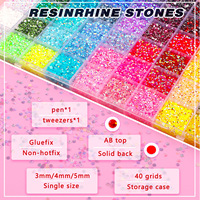 Strass 3mm à dos plat en résine, 60 grilles, couleurs mélangées, luxueux et scintillant, pour nail art et décoration de téléphone portable, produit transfrontalier très vendu
