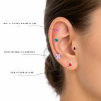 Autocollants d'oreille miniatures en strass brillants en gros, patchs auriculaires en cristal, décorations d'oreille, pack OEM