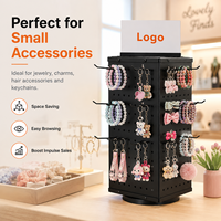 Présentoir de comptoir personnalisé avec carte de titre et crochets pour bracelets et porte-clés, support rotatif à crochets