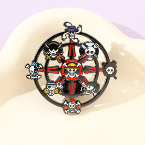 Badge en métal électro-plaqué de style japonais, dessin animé, One Piece, accessoires, broche en alliage de crâne One Piece, décoration de sac - Product Image 4