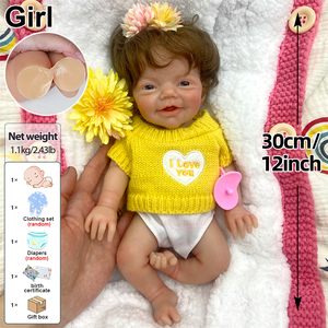 Muñeca Reborn de Silicona de 12 Pulgadas, Realista, Bebé Recién Nacido, Niño/Niña, Juguete Suave, Transpirable, con Cabello Enraizado, para Juego de Roles y Regalos - Product Image 4