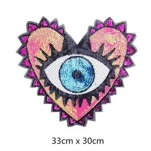 33*30cm Sew on Sequin Embroidery love Heart Shape Evil Eyes Patch for Clothes - Product Image 3