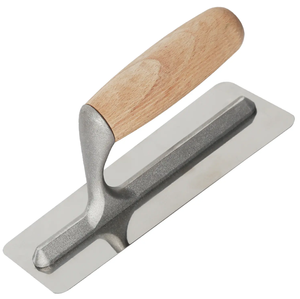 Stainless Steel Trowel with Beech Handle and Rounded Corners Thickened 28cm Blade DIY Grade - Product Image 1