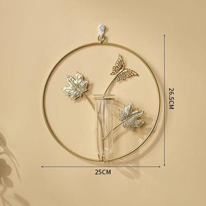 银杏叶试管墙装饰创意水培绿色植物布局餐厅金属工艺品镀金雕刻 - Product Image 6