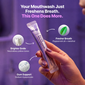 Enjuague Bucal Breath Fresh Mint Purple para Blanqueamiento Dental, Sin Peróxido, Sin Alcohol, Saludable para las Encías, Corrector de Color, en Sobres - Product Image 3
