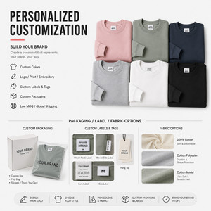 เสื้อสเวตเชิ้ตคอกลมผ้าฝ้าย 100% 300GSM พิมพ์โลโก้ได้ตามสั่ง ขายส่ง เสื้อผ้าสตรีทแวร์พรีเมียม แบบเปล่า สีเขียวมอส - Product Image 5