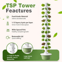 Tour de culture hydroponique verticale à 13 niveaux avec pompe, en plastique anti-UV, pour usage domestique, système d'irrigation compact pour jardin
