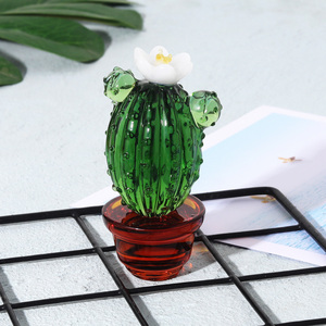 Mini Cactus Artistique en Cristal Soufflé Fait Main, Figurines Polies Écologiques, Objets de Collection, Décoration de Table et d'Intérieur, Plantes Artificielles - Product Image 5