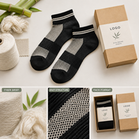 Chaussettes en Fibre de Bambou Noires et Ivoire Respirantes en Maille Tricotée pour Hommes, Talon et Bout Renforcés, Taille Personnalisée, Logo, Emballage OEM ODM
