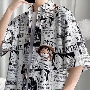 Camisa <span class=keywords><strong>Casual</strong></span> Personalizada para <span class=keywords><strong>Hombre</strong></span>, <span class=keywords><strong>Manga</strong></span> <span class=keywords><strong>Corta</strong></span>, Impresión 3D, Estilo Japonés One Piece, Hip Hop Urbano - Product Image 4