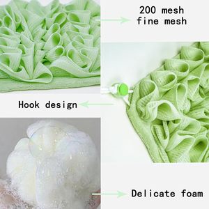 Vendita calda 2 in 1 bagno spugna luffah sacco <span class=keywords><strong>sapone</strong></span> sacchetto per bagno palla asciugamano luffah con coulisse - Product Image 5